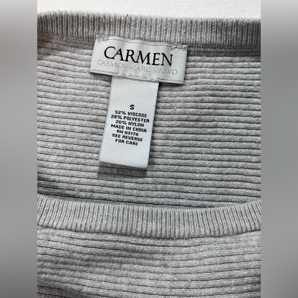 🛍️CARMEN MARC VALVO Light gray bat wing sweater size S. - Picture 9 of 12